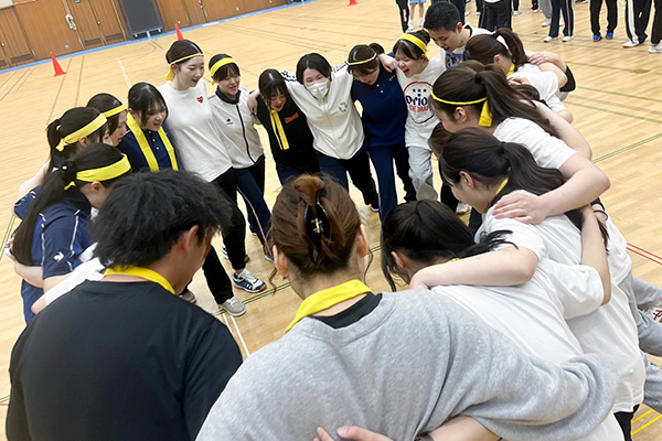 試合前に円陣！